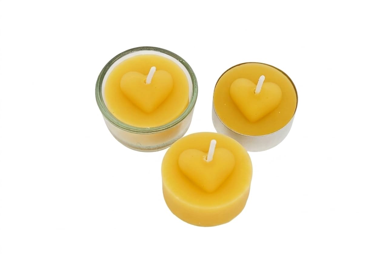 Teelichter aus 100% Bienenwachs mit Aluhülle - Set-Angebot (50er Set, Herz)