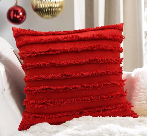 Image of mosey Red Cushion Cover 20x20 inch | Set of 2 | Red Cushion Covers 20 inch x 20 inch | Throw Pillow Cover for Decoration Gift Decor