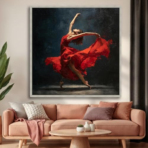 Tableau flamenco robe rouge pour salon chaleureux moderne
