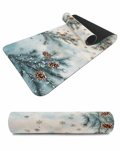 Debedcor Heat Proof Table Pads Waterproof Decorative, Christmas Pine Cones Non-Slip Table Countertop Protector, Winter Xmas Botanical Insulation Mat for Dining Room, 48 x 12 Inches