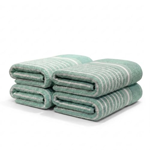 Image of Athom Living Premium Hand Towels- Cotton, 400 GSM, Ultra Soft, Quick Dry, Highly Absorbent | for Hand, Kitchen and Gym | 60 * 40 cm, Pack of 4 (Sea Green)