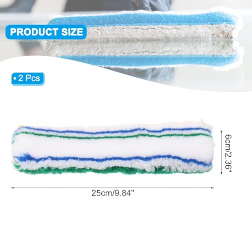 Image of MECCANIXITY Microfiber Scrubber Replacement Head 9.84 Inch for Window Glass Marble Wall Home Bathroom, Blue /Green Pack of 2