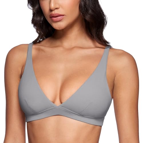 Image of INGIA Deep V-Neck Sports Bra Padded U Back Yoga Workout Bra | Low Impact, Fitness, Yoga, Wireless, Workout, Contour, Crop Top, for Women