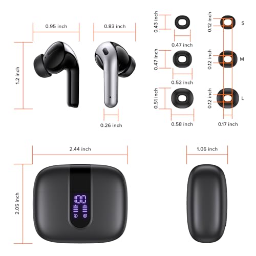 TAGRY Bluetooth Headphones True Wireless Earbuds 60H Playback LED Power Display Earphones with Wireless Charging Case IPX5 Waterproof in-Ear Ear buds with Mic for TV Smart Phone Laptop Computer Sports - 9