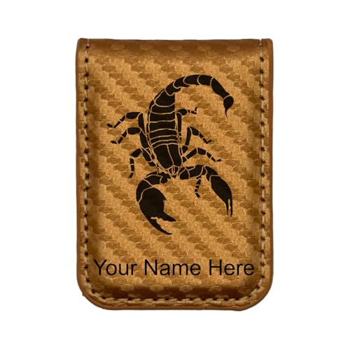 LaserGram Slim Magnetic Money Clip, Scorpion, Personalized Engraving Included (Carbon Fiber Bronze)