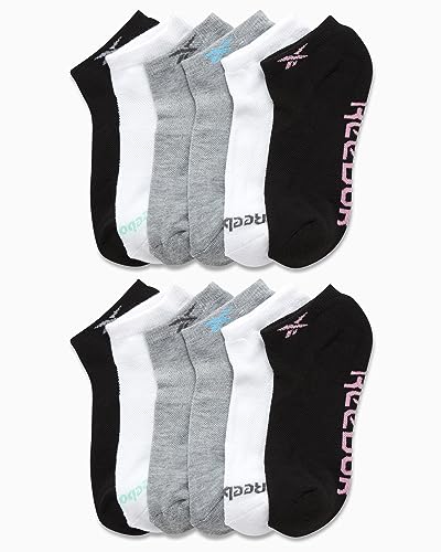 Image of Reebok Womens Quarter Socks 12 Pack Moisture Wicking Athletic Socks | Moisture-Wicking Fabric with a Flexible Stretch Fit, Arch Support and a Comfort Toe Seam