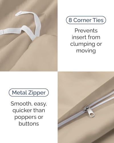 Image of Duvet Cover Twin /Twin XL Size Set - Extra Soft Twin /Twin XL Duvet Cover 68 inch x 90 inch with 1 Pillow Sham for Women, Men, Kids & Teens - Comfy, Easy-Care & Fade Free with Zipper Closures and Ties (Wheat)