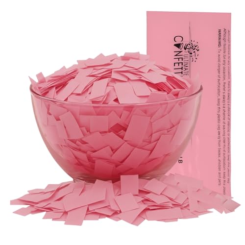 Image of Ultimate Confetti, Baby Pink Color Biodegradable Confetti - Rectangular Flame-Resistant and Slow-Falling Tissue Paper Confetti for Cannon and Launcher use - Best for Celebrations - 1 lb, 16 oz