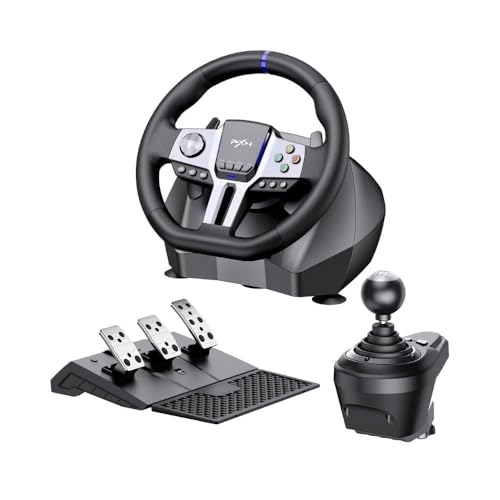 Image of Playtastic PXN V9 Gen2 Racing Wheel with Shifter and Pedals, 270 /900 Degree Vibration Gaming Steering Wheel