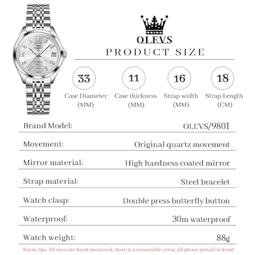 Image of OLEVS Womens Automatic Watch Diamond Luxury Date Ladies Dress Classic Self Winding Wrist Watches
