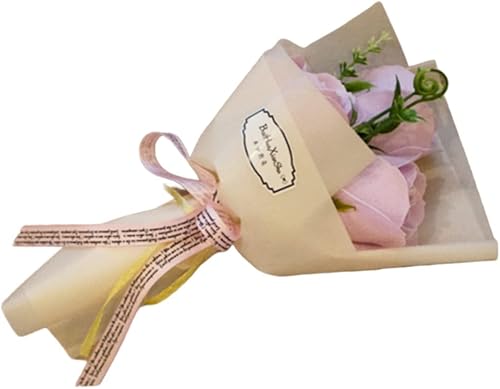 lans - Ramo de rosas artificiales de 3 cabezas, pétalos de flores, pétalos de flores, regalos para el día de San Valentín para mujeres, mamá,