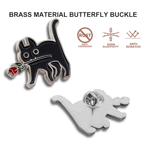 Image of Pack of 6 /12 /50 /100 Enamel Rose Cat Pin Women Girls Pin Brooches Funny and Cute Pet Pins for Clothes