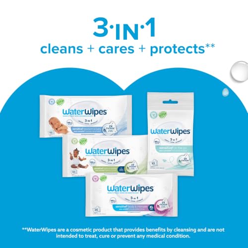 WaterWipes Sensitive+ Newborn & Baby Wipes, 3-In-1 Cleans, Cares, Protects, 99.9% Water, Unscented & Hypoallergenic, 240 Count (4 Packs) - image 8