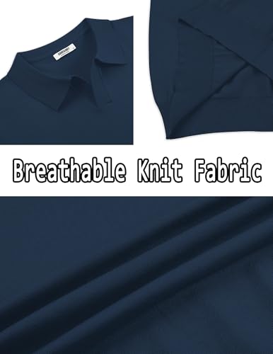 Image of COOFANDY Men's V Neck Short Sleeve Stretch Knit Polo Shirt