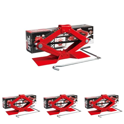 Image of BIG RED T10152 Torin Steel Scissor Lift Jack Car Kit, 1.5 Ton (3,000 lb) Capacity, Red (Pack of 4)