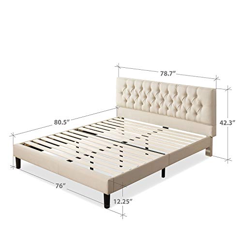 Zinus Misty Upholstered Platform Bed Frame / Mattress Foundation / Wood Slat Support / No Box Spring Needed / Easy Assembly, Taupe, King #TOP1