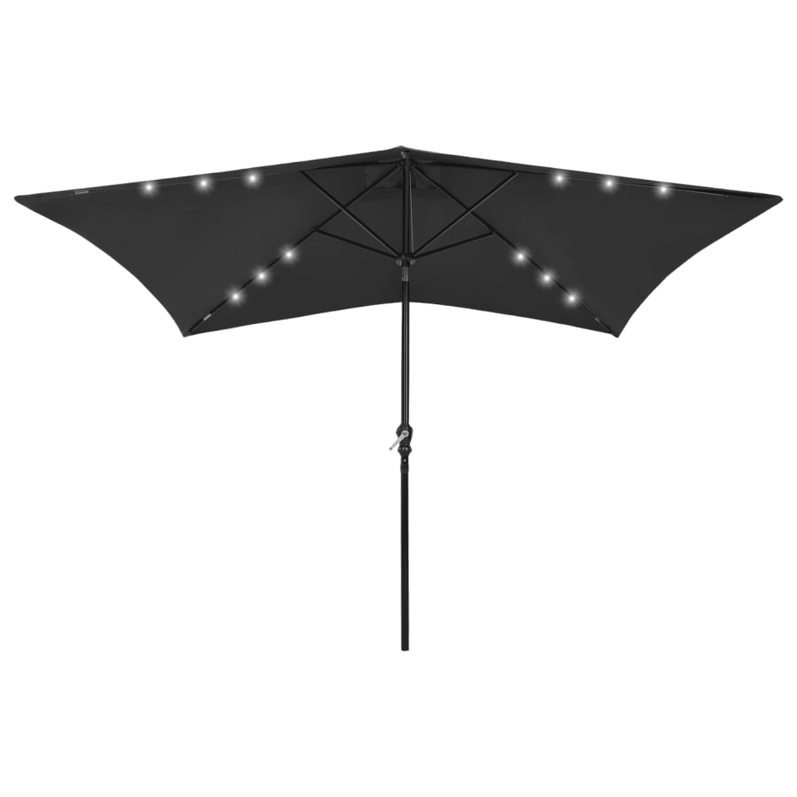 Homgoday Sombrilla de jardín con LED y Palo de Acero Negro 2x3 m Sombrilla Terraza Exterior, Sombrilla Jardín Grande Orientable Jardín Parasol Balcón