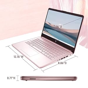 HP 2022 Stream 14" HD BrightView Laptop, Intel Celeron N4020 Processor, 4GB RAM, 64GB SSD, Intel HD Graphics, 720p Webcam, 1 Year Office 365, Pink, Win 11 S, 32GB Snowbell USB Card - immagine 6