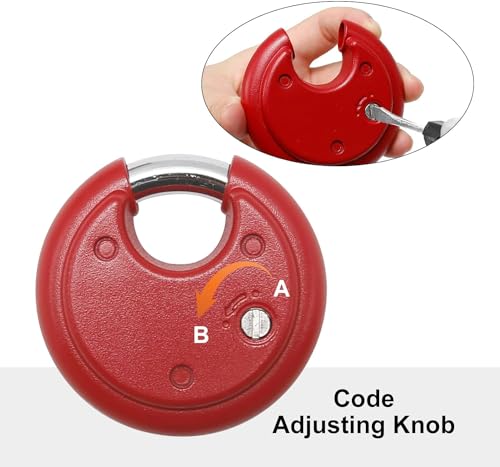 Image of Heavy Duty Combination Padlock, Large Outdoor Padlock Combination Lock 4 Digit Locker Lock Outdoor Waterproof Padlock (Alloy, RED)