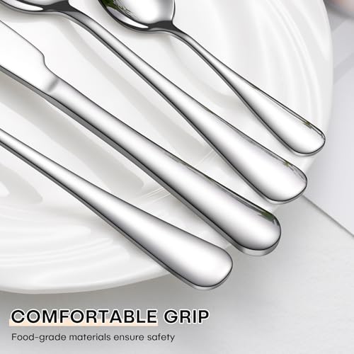 Cutlery Set, HONKKU 16 Pieces Stainless Steel Flatware Set for 4 People, Mirror Polished Tableware Silverware Set with Spoon Knife and Fork Set for Home Kitchen, Dishwasher Safe - Image 5