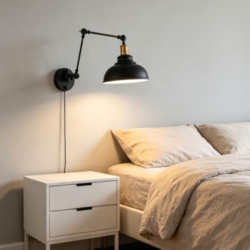 Apliques de pared vintage industrial E27 con brazo extensible negro
