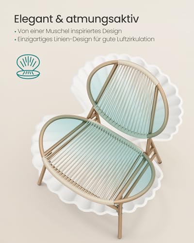SONGMICS Balkonmöbel, 3er Set, Gartenmöbel-Set, aus PE-Polyrattan, Outdoor, mit Tisch, 2 Stühlen, für Terrasse, Garten, Balkon, Kamelbraun GGF021K01 4