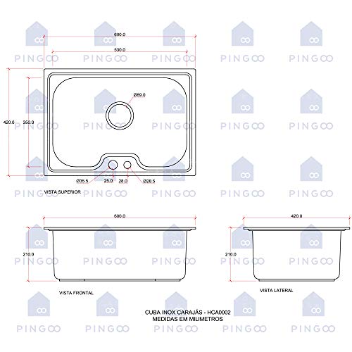 Pingoo.Casa, Kit Cuba para cozinha com Acessórios e Tábua de Corte, Aço Inox, Carajás, Preta, e Torn