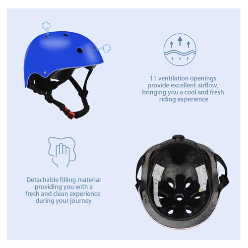 Image of Color Gradient Adjustable Kids Bike Helmet with Knee & Elbow Pads Set | Multi-Sport Safety Gear for Boys & Girls Ages 5-14 | Skateboarding, Scooters, Roller & Inline Skating, Longboarding