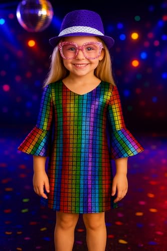 Disfraz disco 70s para niñas con accesorios miniatura 2