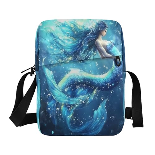 Crossbody Bag Undersealue Mermaid Princess Messenger Bag for Women Men Purse Shoulder Bag Satchel Bag with Adjustable Strap 214B8807