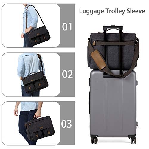 VASCHY Schoudertassen Heren,Aktentas voor Laptop 15 Inch Koerierstas Wasdoek Schoudertas Computer Waterafstotend met Gevoerde Schouderriem - Image 7