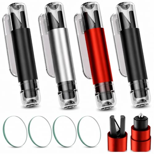 Image of 2-in-1 Window Breaker Seatbelt Cutter, Underwater Glass Breaker Window Punch with Tungsten Tip, Safety Kit Emergency Escape Tool with Test Glasses for Vehicle Accidents (Red & Black & Grey) | Upgraded Tungsten Steel Safety Hammer, Professional Emergency Escape Tool, Spring-Loaded Glass Breaker, For Underwater Escape