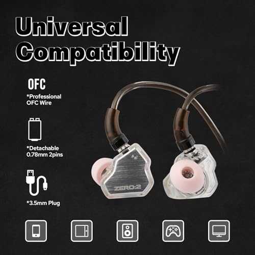 Image of Linsoul 7Hz x Crinacle Zero:2 in Ear Monitor, Updated 10mm Dynamic Driver IEM, Wired Earbuds Earphones, Gaming Earbuds, with OFC IEM Cable for Musician (Silver)