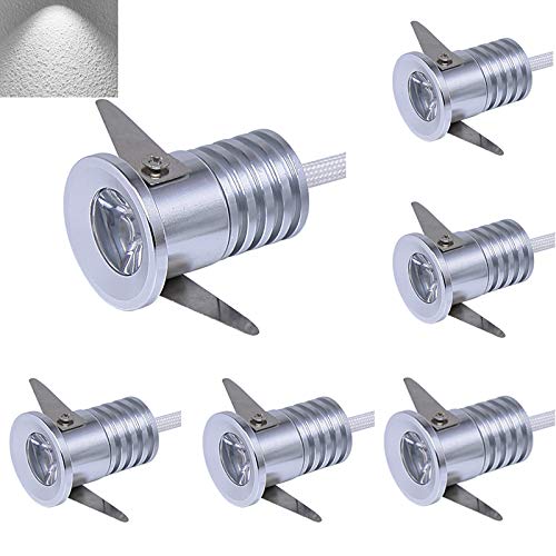 OLEEP 6PCS 3W Plata Lámparas empotrables de techo LED con Transformer,Mini LED Gabinete Focos Downlights, 6000K Blanco Fresco