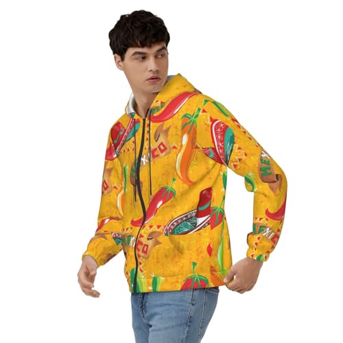 Sweat à capuche homme imprimé cactus piment - Pull décontracté doux hiver - 4