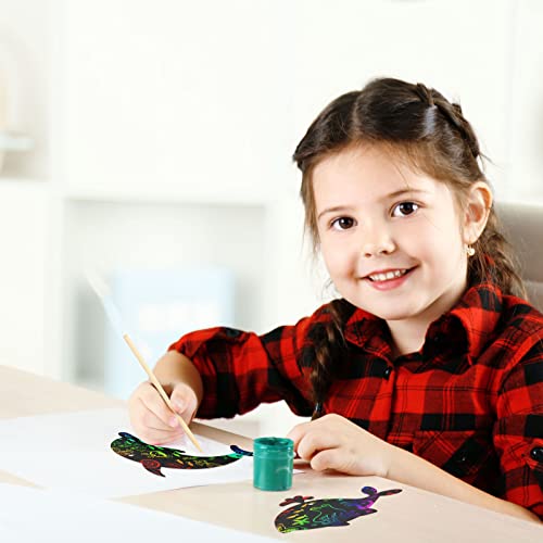 Fuutreo 64 Pcs Sea Theme DIY Scratch Cards Set Birthday Party Supplies Favor Rainbow Color Scratch Art with Wooden Styluses Ribbon Craft Kit for Kid Birthday DIY Art Themed Party Classroom Decor - Image 5