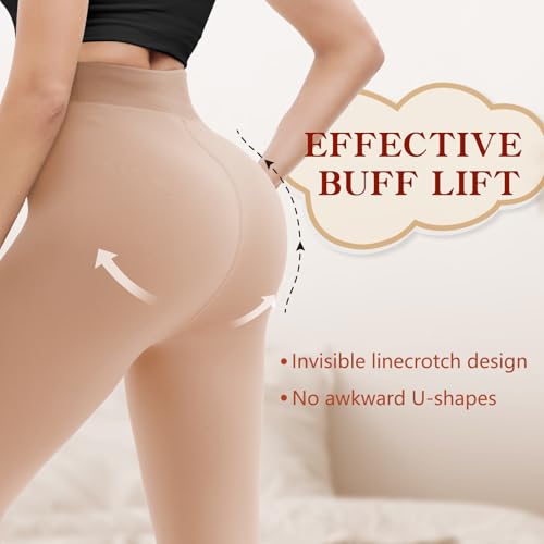 Image of HONGTEYA Fleece Lined Tights Women Winter Thermal Leggings Pantyhose Fake Translucent Thick Warm Sheer Tights
