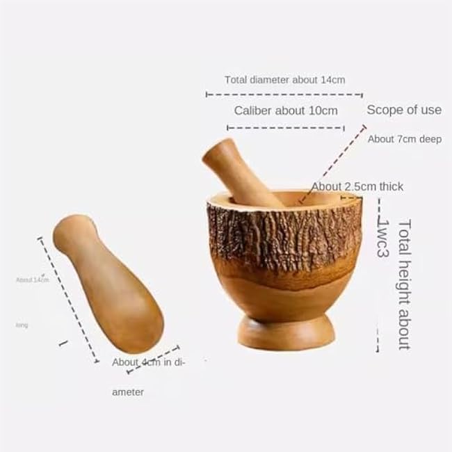 Mortar and Pestle Set Wooden Pestle Set Garlic Mortar Manual Garlic Paste Artifact Household Grinder Masher Seasoning Spice Tools
