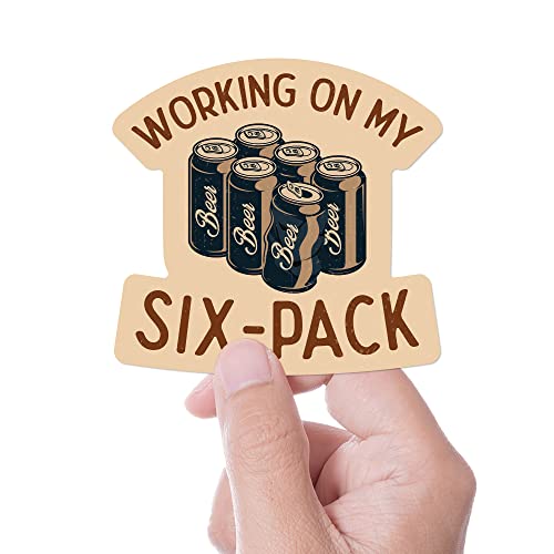 Working on My 6 Pack Funny Beer Sticker for Hydroflask, Alcohol Quote Sticker for Laptop, Craft Beer...