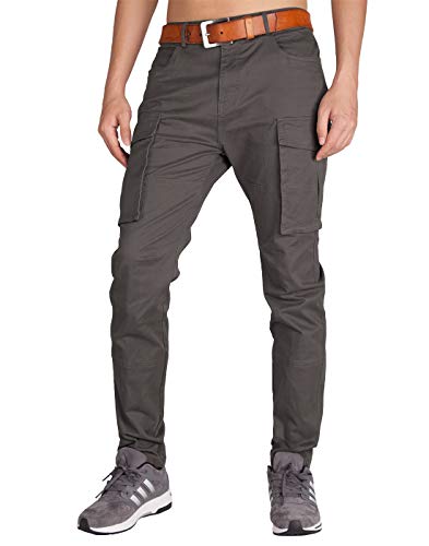 ITALY MORN Men's Chino Cargo Khaki Casual Pants 40 Dark Grey