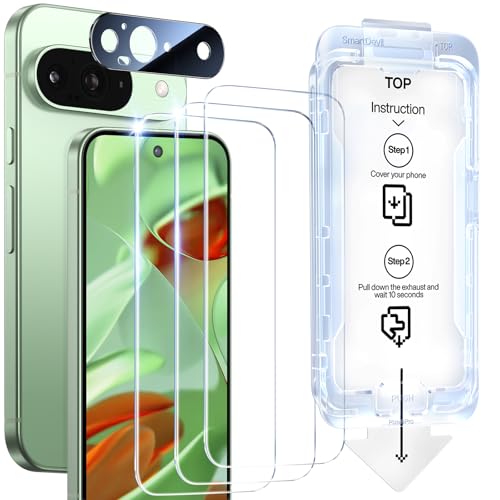 SMARTDEVIL [3+1 Pack] Tempered Glass for Google Pixel 9 Screen Protector With Camera Lens Protector...