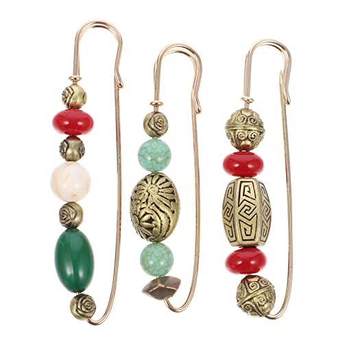 ifundom 3 Pièces Vintage Perlé Broche Rétro Broche du Sein Alliage Épingles De Sûreté Broches pour Cardigan Chandail Corsage Femmes Vêtements Décoration