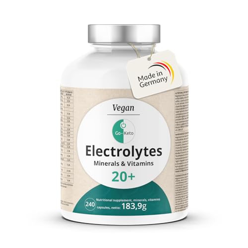 Go-Keto Elektrolyte Kapseln – 240 Stück (60 Tage) – Hochdosierter Elektrolyte- & Vitamin-Komplex für Keto, Sport & Fitness – Vegan, laktosefrei, glutenfrei