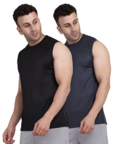 Image of Men's Regular Fit Sleeveless T-Shirt (Pack of 2)
