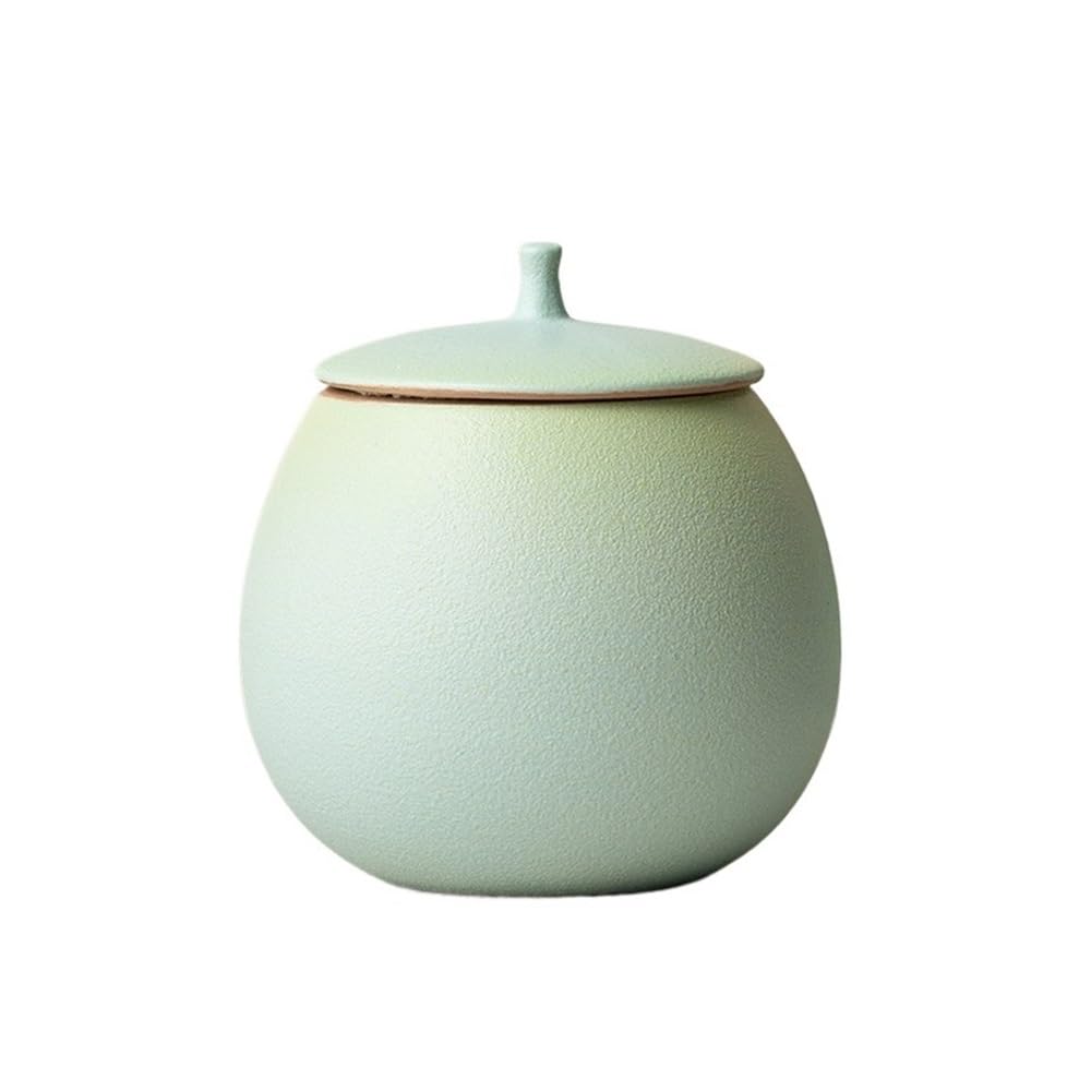 DFHS46JK Kitchen Jars Green Ceramic Tea Canister with Sealed Lid Household Storage for Coffee, Herb, Sugar, Spice, Nuts for Sugar