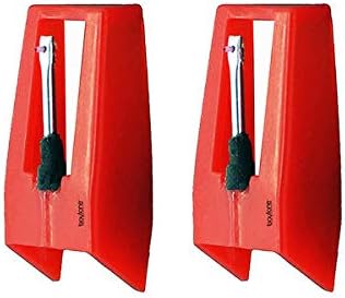 Boytone Pack of 2, Sapphire Tipped Ceramic Replacement Needle for Turntables,RED