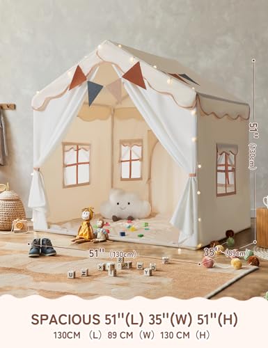 Besrey BR-WJZ06G0A Kids Tent, Kids Playhouse 2 In 1 With Padded Mat And Lights, Large Play House With 2 Doors & 4 Windows, Kids Play Tent Indoor & Outdoor thumb #6
