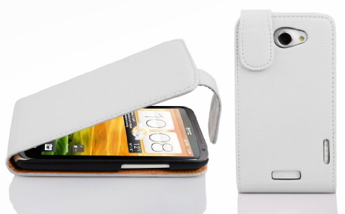 cadorabo Coque pour HTC One X/X+ en ALBÂTRE Blanc - Housse Protection en Style Flip en Similicuir Structuré - Etui Poche Folio Case Cover