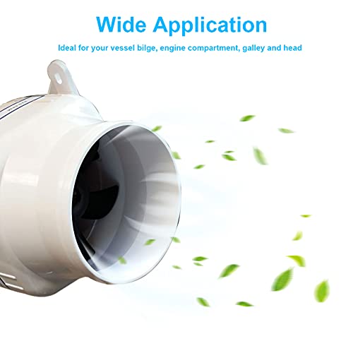 Image of 3 inch in-line Marine Bilge Air Blower 12V 130CFM Centrifugal Bilge Fan