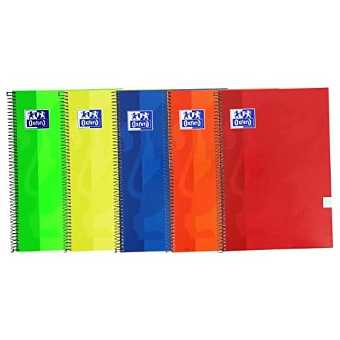 Cuadernos Oxford A4, Cuadrícula 4x4, Tapa Extradura, 80 Hojas, Pack 5 Libretas Cover